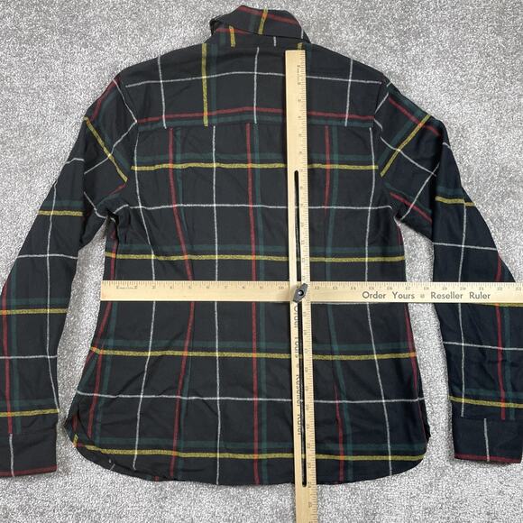 Pendleton Wool Flannel Shirt Womens Small Chunky Buttons Plaid Outdoors Black - Picture 8 of 12